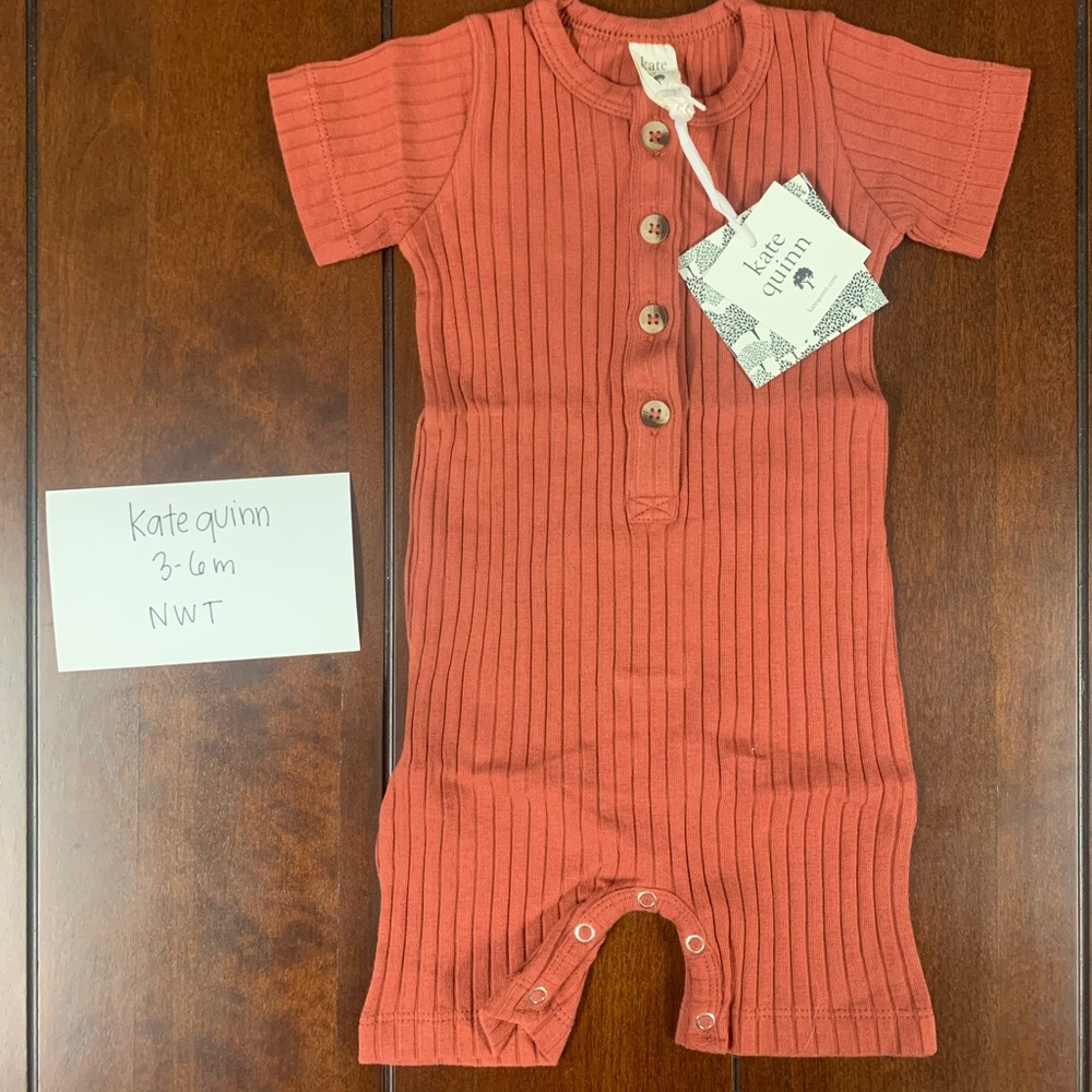 NWT Kate Quinn 3-6m ribbed henley union jumpsuit